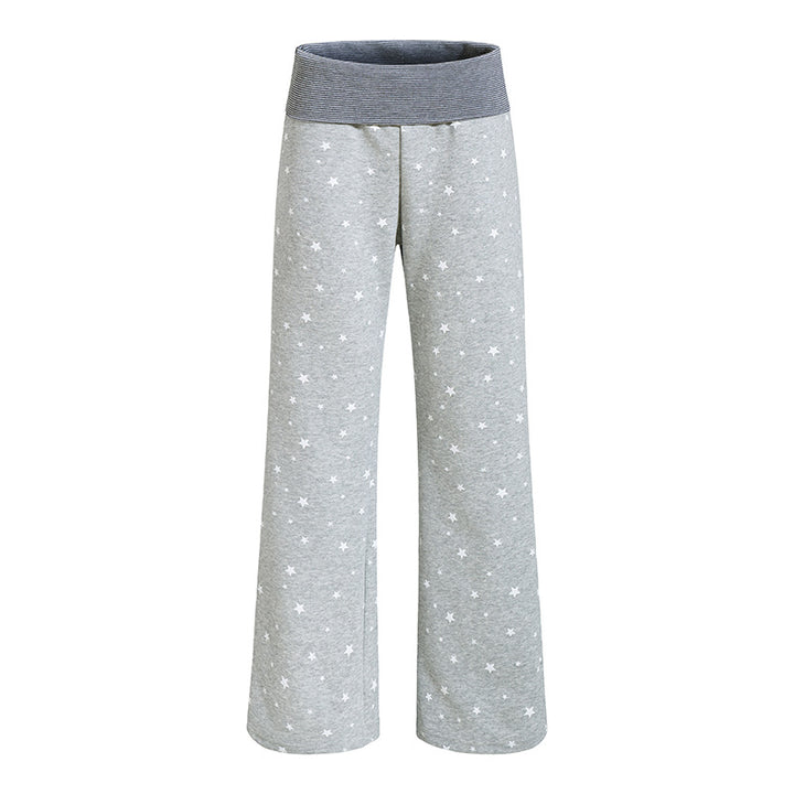 Women's lounge pants with wide leg, high ribbed waistband and star print Amarae