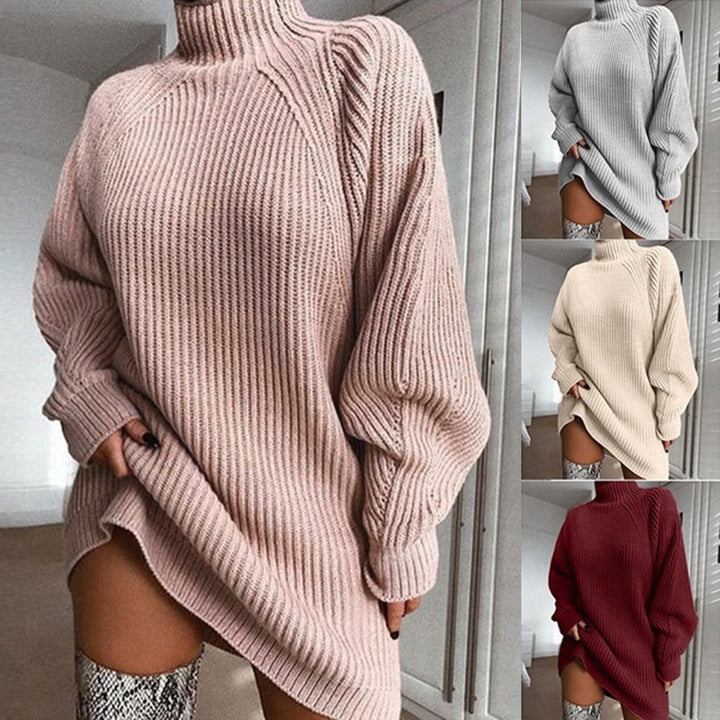 Ladies oversized knit sweater with high collar Lune London
