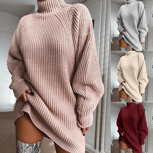Ladies oversized knit sweater with high collar Amarae