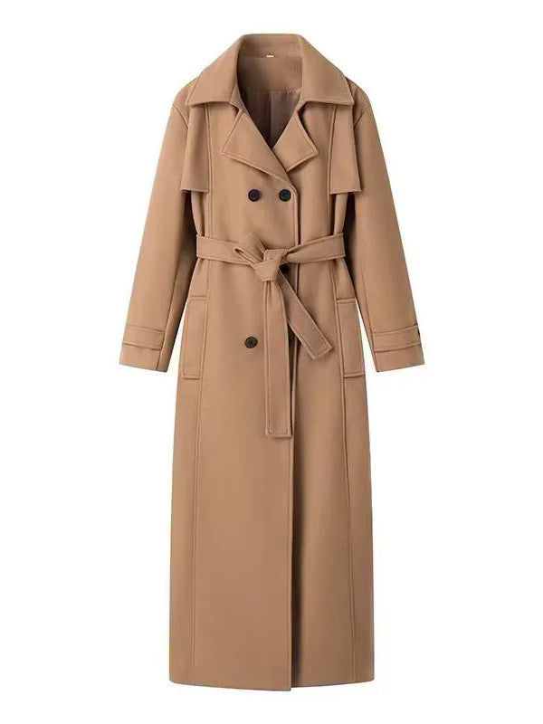Women's trench coat with trendy cinching and double-breasted front Lune London