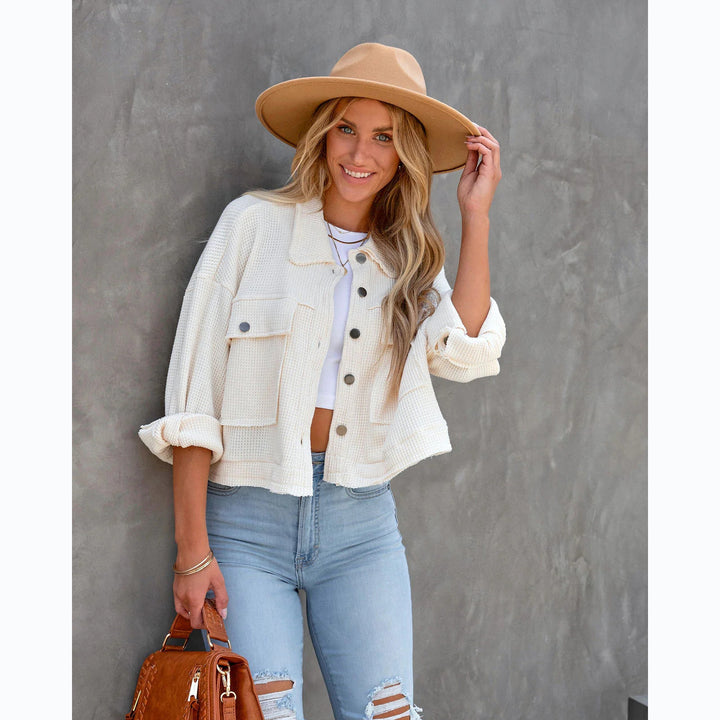 Ladies Casual Honeycomb Jacket with Patch Pockets and Dropped Shoulders Lune London