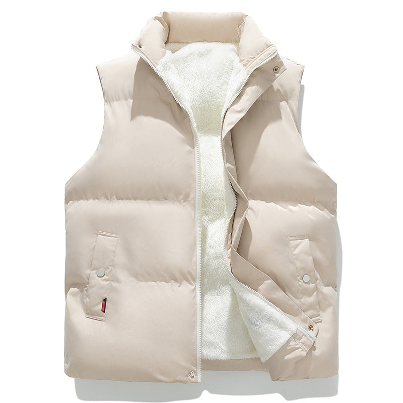 Women Padded Quilted Vest with Teddy Lining, High Stand-Up Collar and Two-Way Zipper Amarae