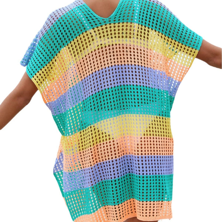 Women Colorful Chic and Stylish Mesh Beach Cover-up