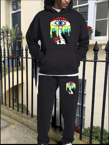 Hoodie and jogger set for women with artistic mushroom design Amarae