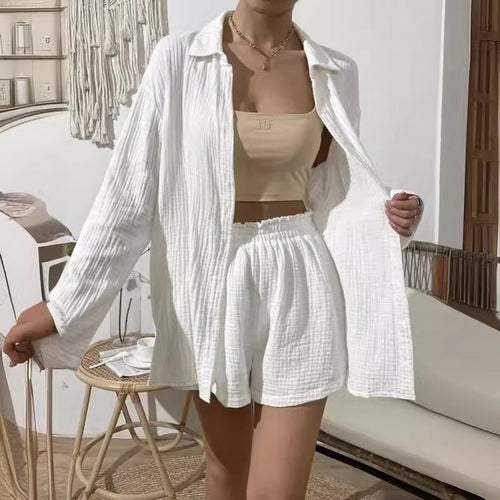 Amarae short sleeve top and lightweight shorts set for ladies