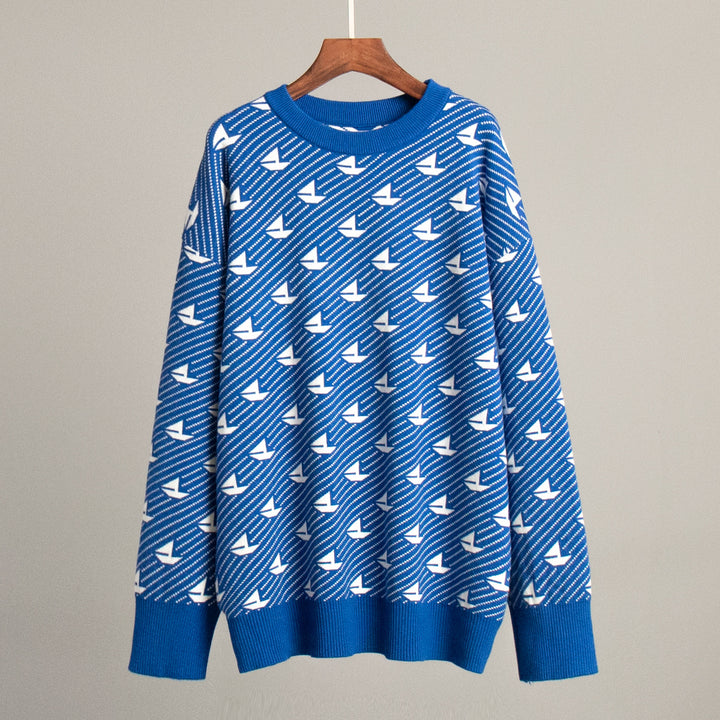 Sweater surdimensionné à motifs pour femmes en coton de haute qualité Chic & Stil