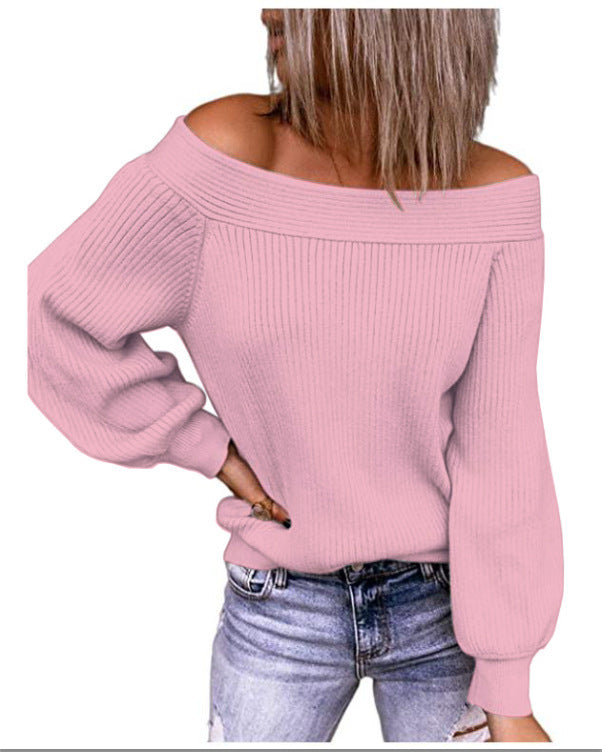 Ladies Off-Shoulder Pullover with Voluminous Sleeves Lune London