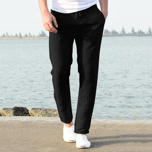 Casual linen pants for men with elastic waistband and side pockets Amarae