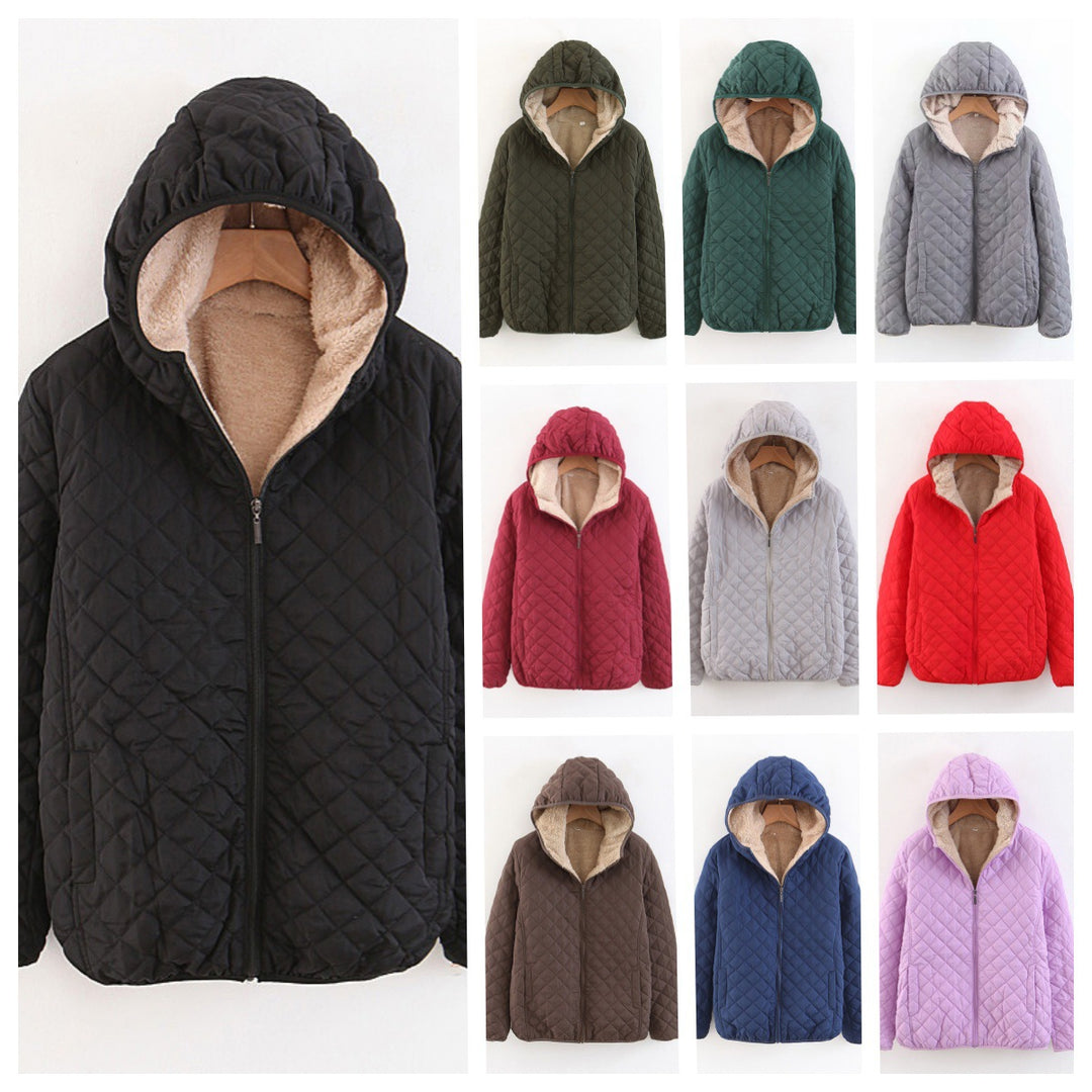 Ladies quilted winter coat with cozy lining and hood Lune London
