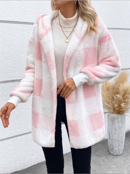 Ladies Oversized Houndstooth Pattern Coat Lune London