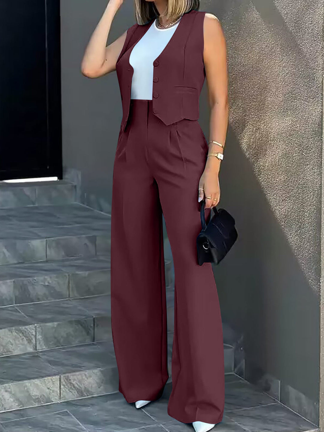 Women's Two-Piece Suit Set with Wide Leg Amarae