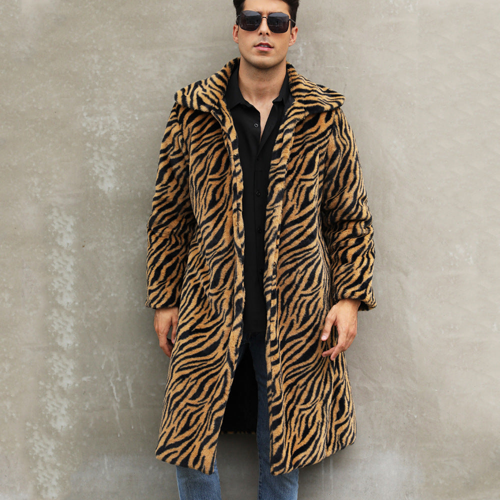 Men's tiger stripe faux fur coat Lune London
