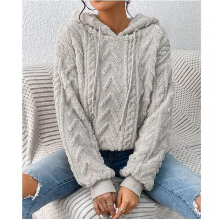 Women's fluffy hoodie with cable-knit pattern and oversized cut Amarae