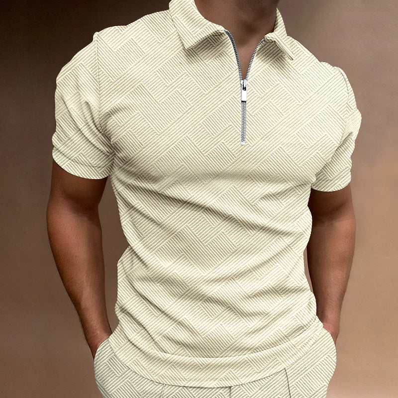 Men's Short Sleeve Polo with Structured Zip Amarae