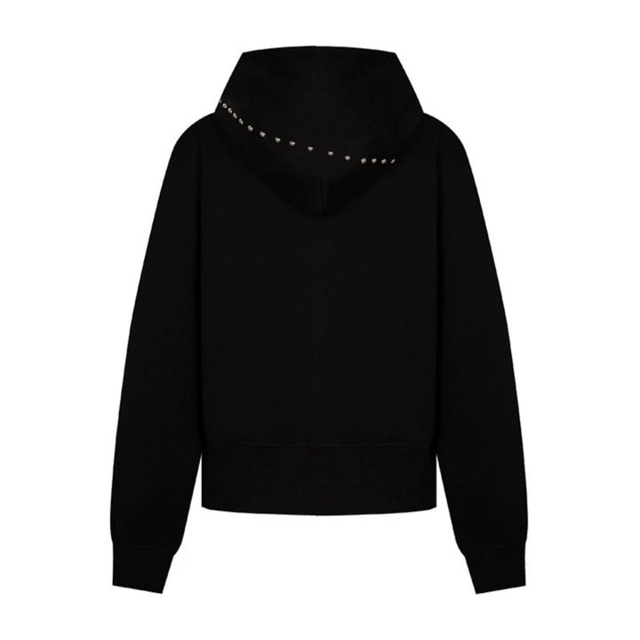 Women's hooded sweat jacket with studded accents, full-length zipper, and kangaroo pockets Amarae