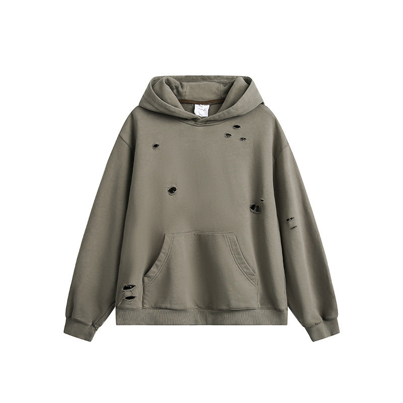Unisex Oversize Hoodie with Distressed Details, Kangaroo Pocket and Ribbed Cuffs Amarae