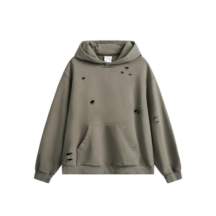 Unisex Oversize Hoodie with Distressed Details, Kangaroo Pocket and Ribbed Cuffs Amarae