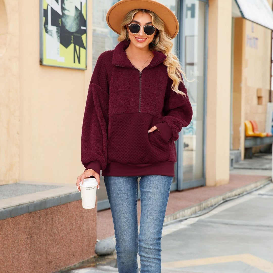 Cozy zip sweater for women with textured fleece and comfortable pockets Lune London