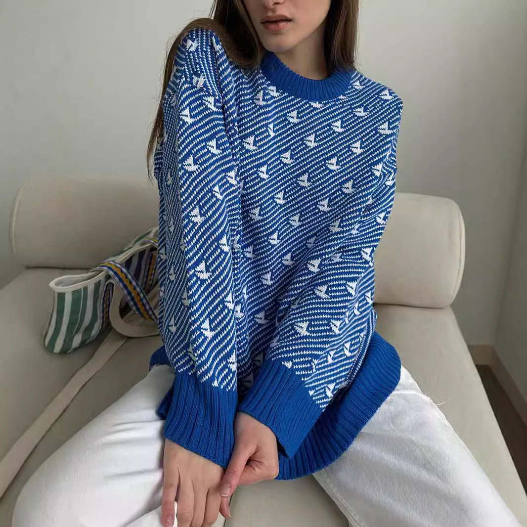 Sweater surdimensionné à motifs pour femmes en coton de haute qualité Chic & Stil