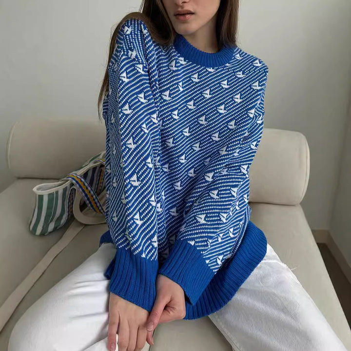 Sweater surdimensionné à motifs pour femmes en coton de haute qualité Chic & Stil