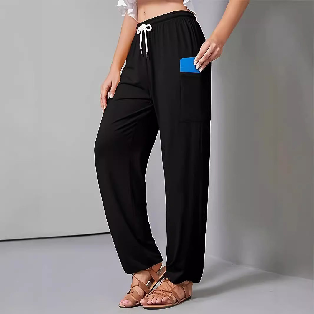 Women Comfortable Leisure Pants with Practical Pockets and Elastic Waist Lune London