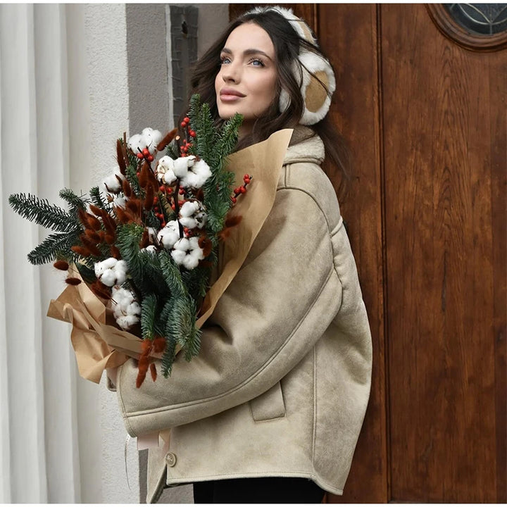 Synthetic leather jacket for women with plush lining Lune London