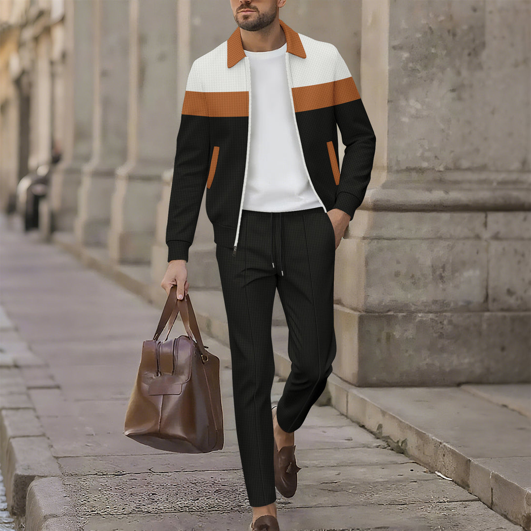 Modern leisure set for men with modern zipper and structured surface Lune London