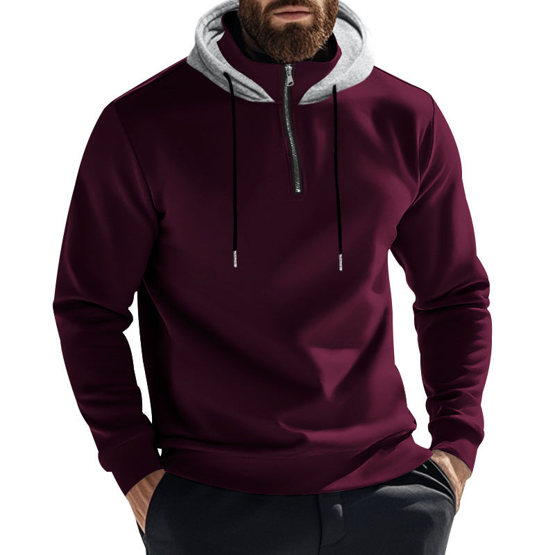 Men's sporty hoodie with half-zip and modern hood construction Lune London
