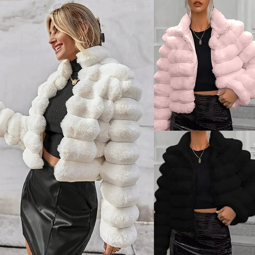 Sporty faux fur jacket for ladies with structured design Amarae