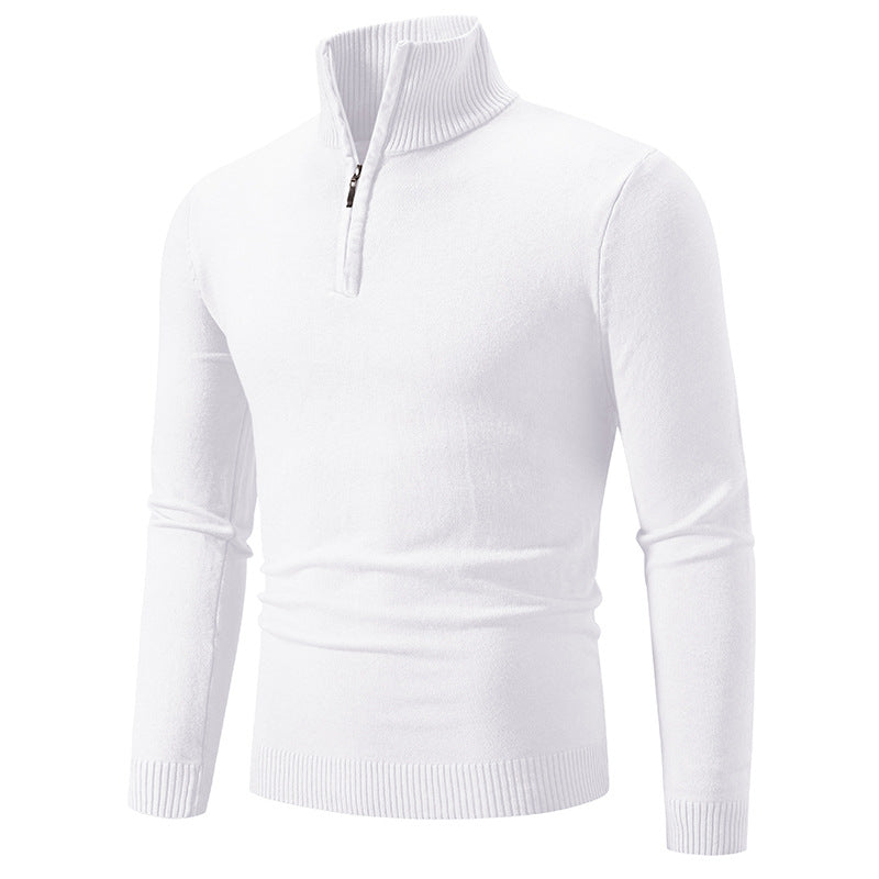 Knitted sweater for men with high collar and practical zipper Lune London