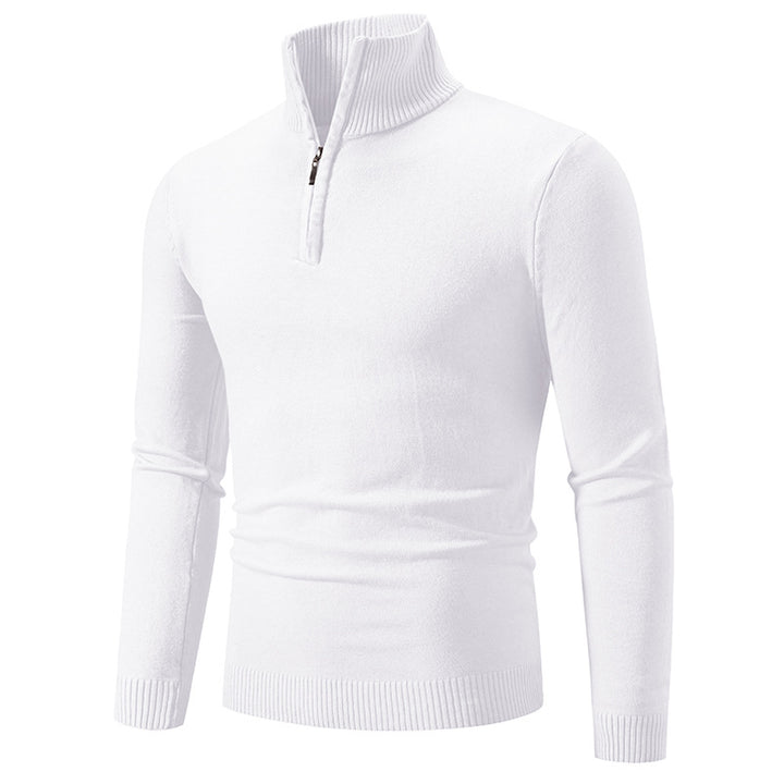 Knitted sweater for men with high collar and practical zipper Lune London