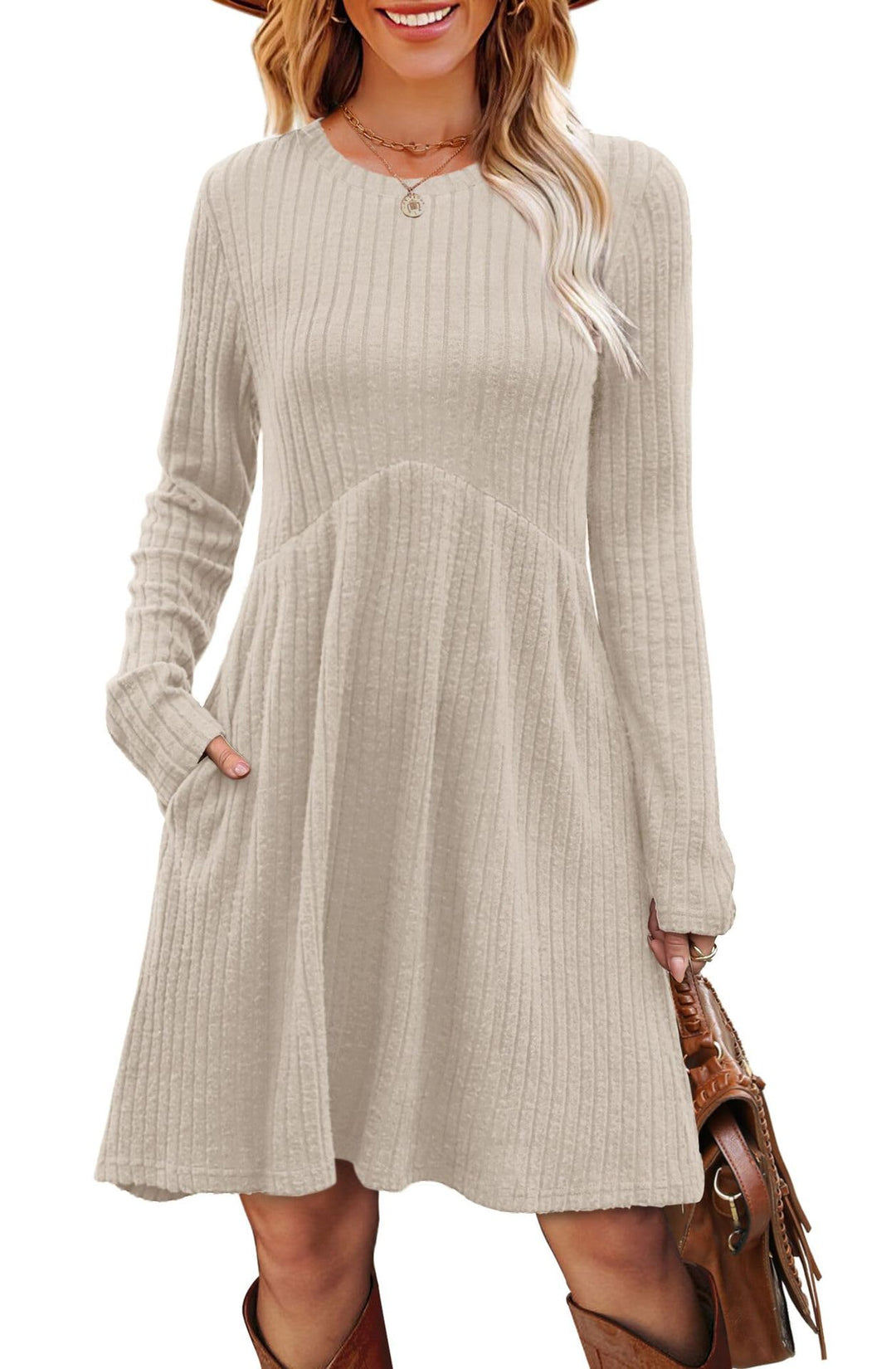 Casual maxi dress for women with ribbed design and pockets Lune London