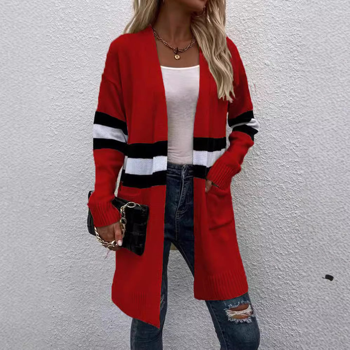 Knit jacket for women with modern stripes Lune London