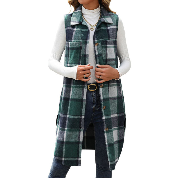 Ladies Long Square Cardigan with Buttons and Practical Pockets Lune London