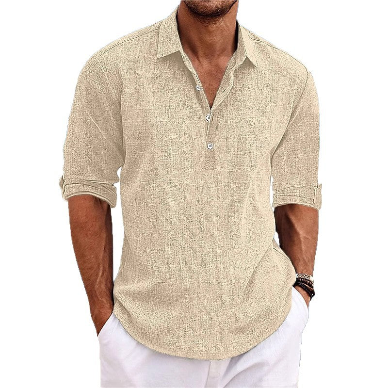 Light linen shirt for men with three-quarter sleeves Lune London