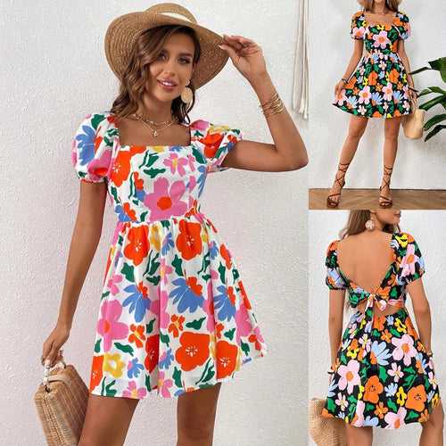 Ladies Puff Sleeve Mini Dress Amarae