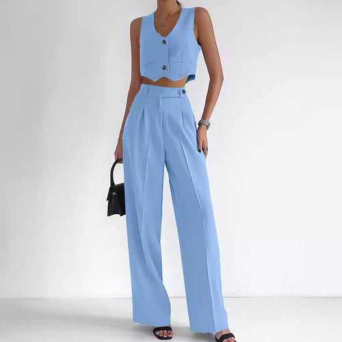 Women's trendy two-piece set with mid-calf pants and modern crop top Amarae