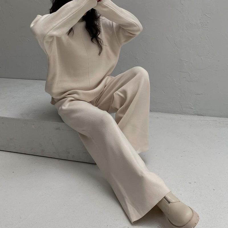 Women relaxed fit knitted jumpsuit with high collar Lune London