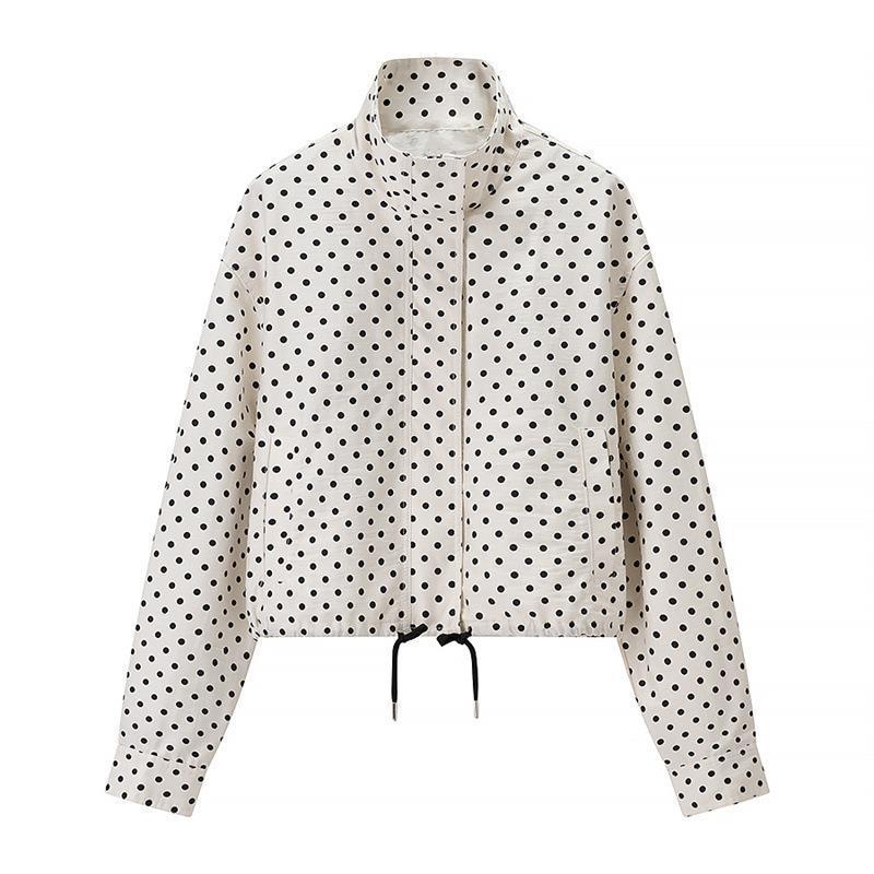Ladies Two-Piece Polka Dot Linen Blend Set with Boxy Cropped Jacket and High Waist Shorts Amarae