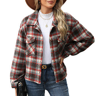 Flannel check shirt for women with a relaxed fit and practical pockets Lune London