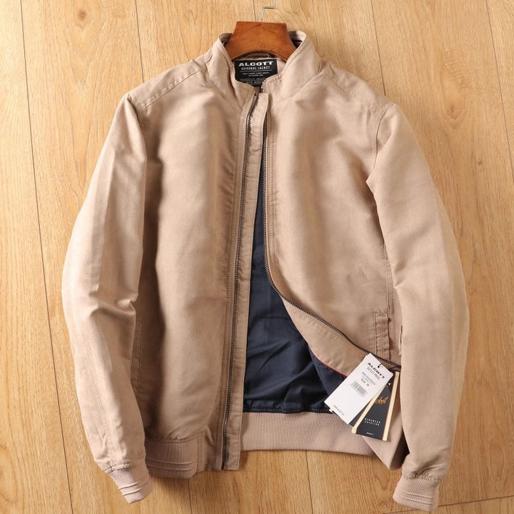 Men's short jacket made of suede look with stand-up collar and elastic ribbed hem Amarae