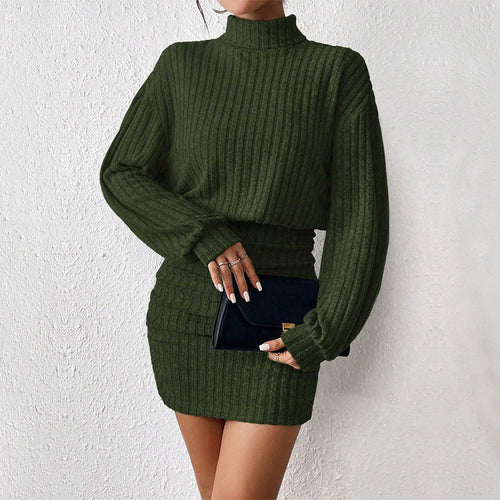 Robe tricotée pour femmes avec col montant et élégant motif en rib Chic & Stil