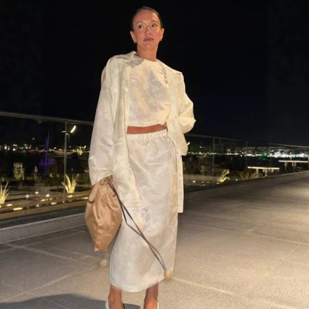 Women's Oversized Silk Look Blouson Coat with Wide Lapels and Boxy Silhouette Amarae