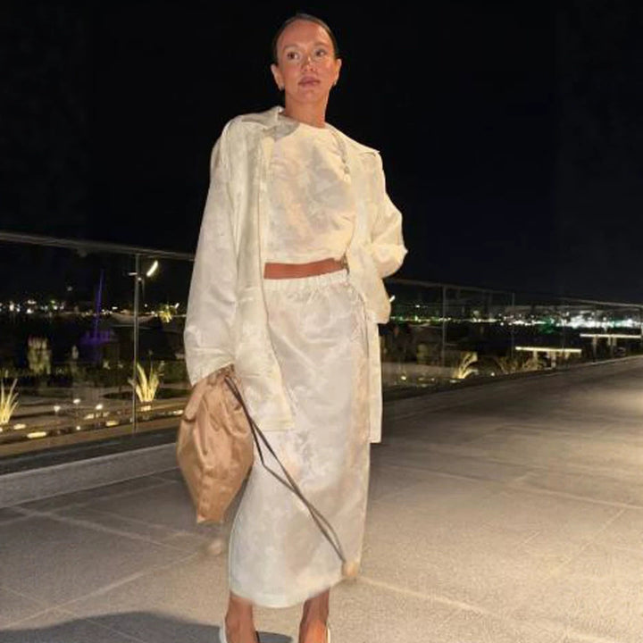 Women's Oversized Silk Look Blouson Coat with Wide Lapels and Boxy Silhouette Amarae