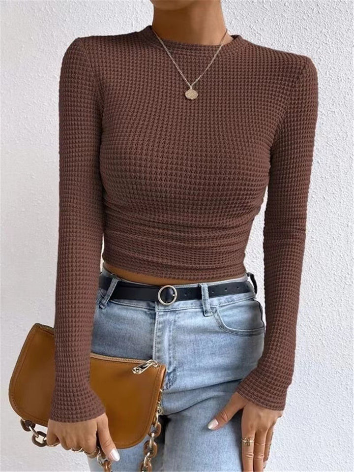 Long sleeve shirt for women in textured waffle fabric Lune London