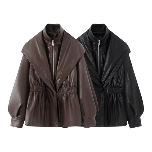 Elegant biker jacket for women with a relaxed fit and voluminous sleeves Amarae