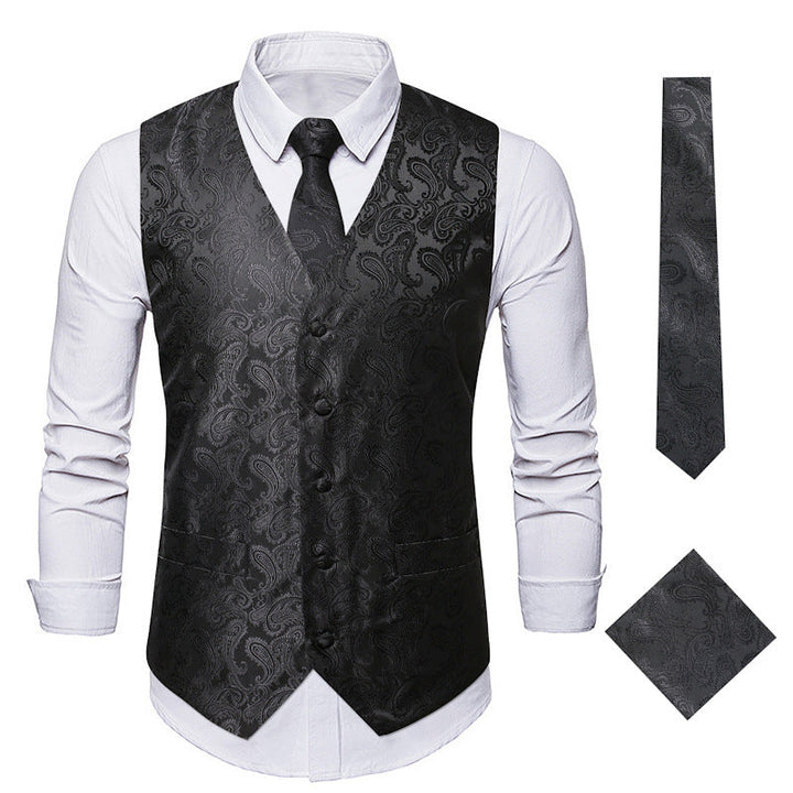 Men's Elegant Suit Vest with Stylish Paisley Pattern and Matching Accessories Lune London