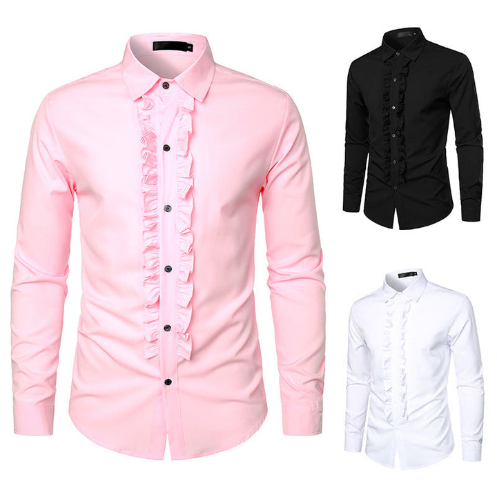 Men's Elegant Shirt with Ruffle Details Amarae