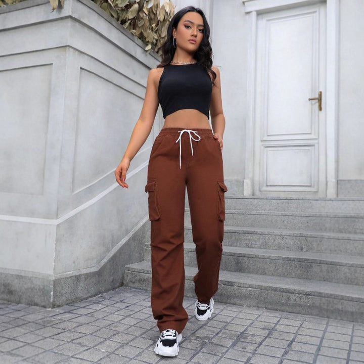 Women's high-waist cargo joggers with wide leg and drawstring Amarae