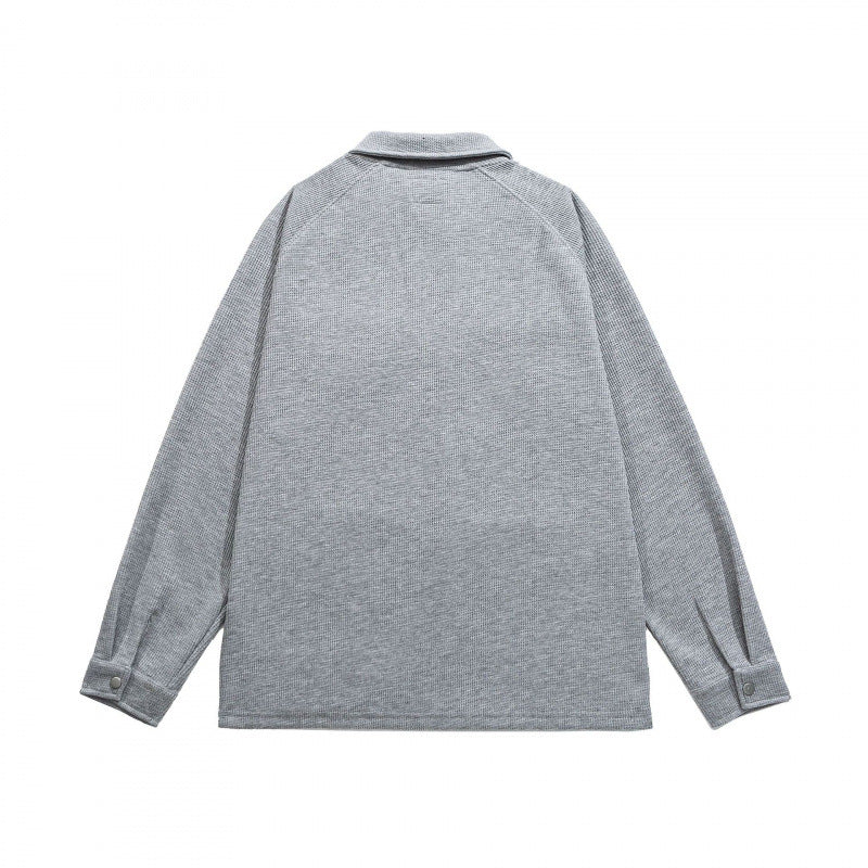 Men's Waffle Knit Half-Zip Pullover with Polo Collar Amarae